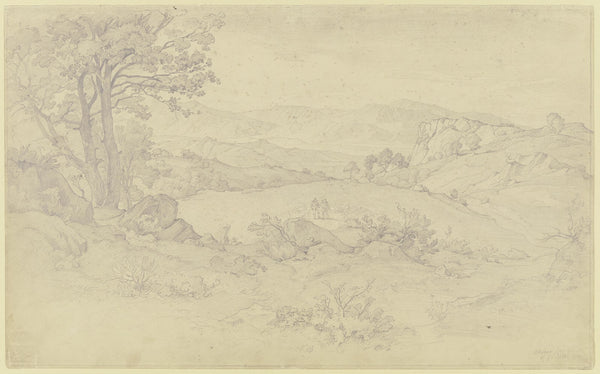 Bei Olevano im Mittelgrund zwei Hirten mit Herde 1830