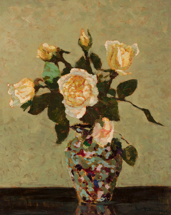 Tea roses and flower vase from Murano 1933