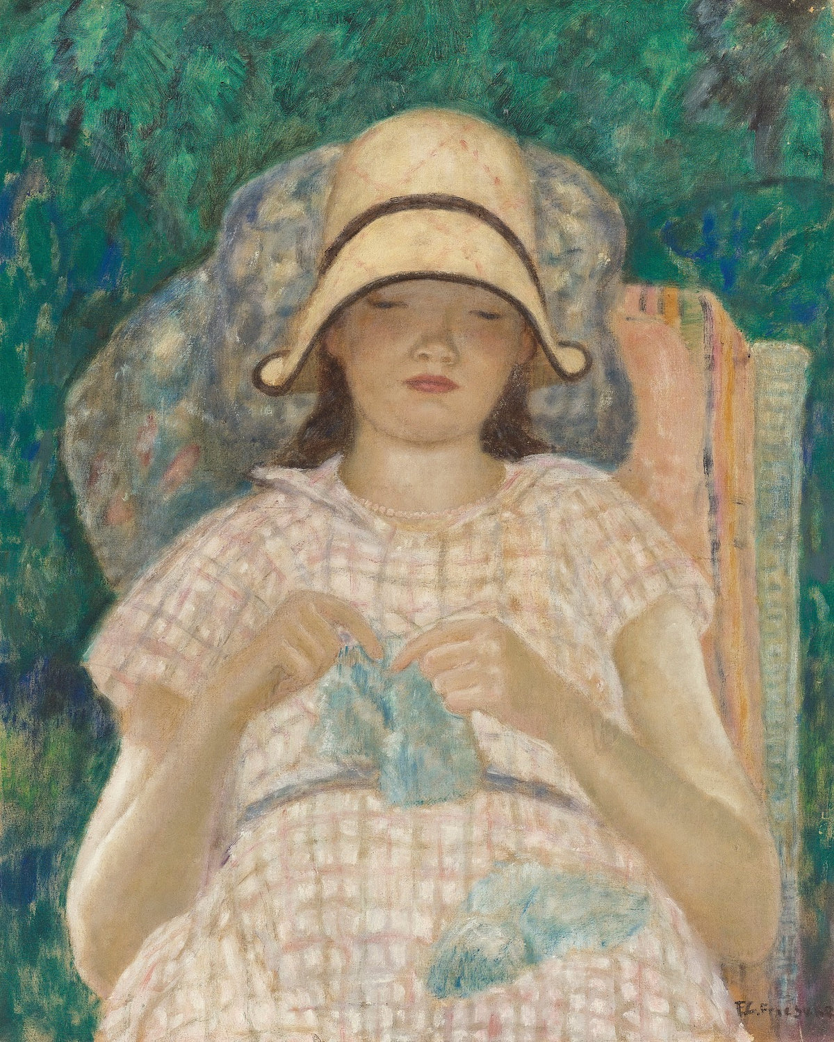 Girl Knitting
