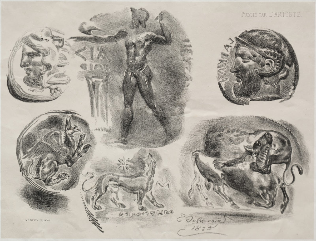 Sheet with Six Antique Medals 1825