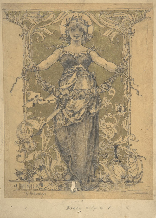 Woman Holding a Garland ca 1880