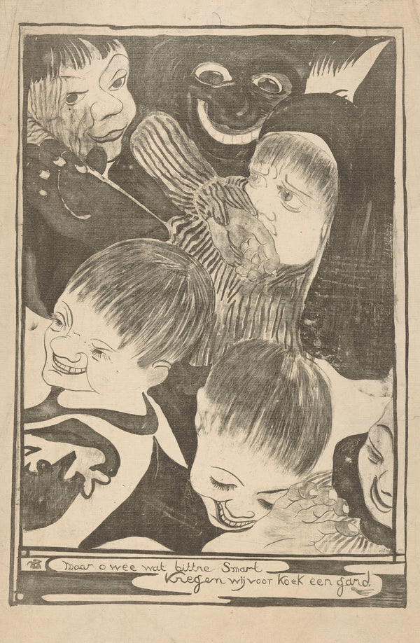 Kinderhoofden en grijnzend gezicht 1895 1896