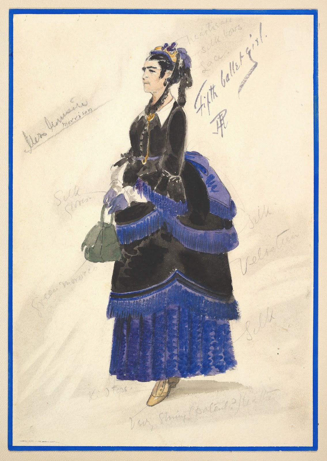 Costume Design for Fifth Ballet Girl Long Black Gown 1901