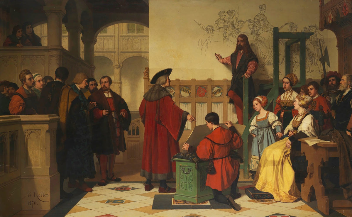 Albrecht Dürer is visited by Emperor Maximilian at work 1870