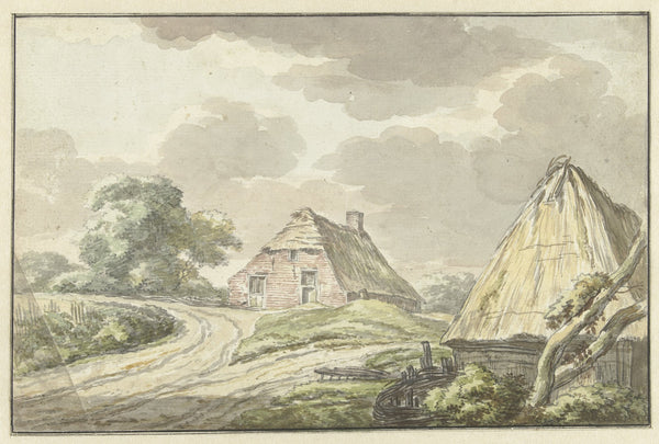 Boerenhuis aan de splitsing van een landweg 1783
