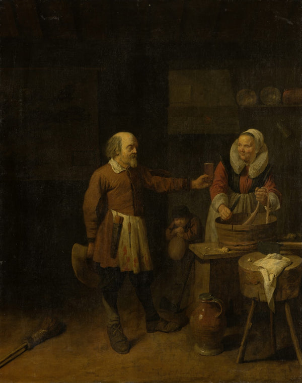 A Butcher Offering a Woman a Glass of Beer 1639