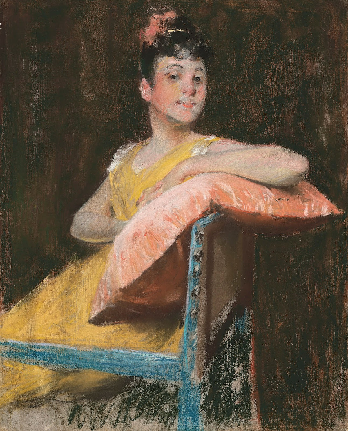 A Girl in Yellow The Yellow Gown circa 1900