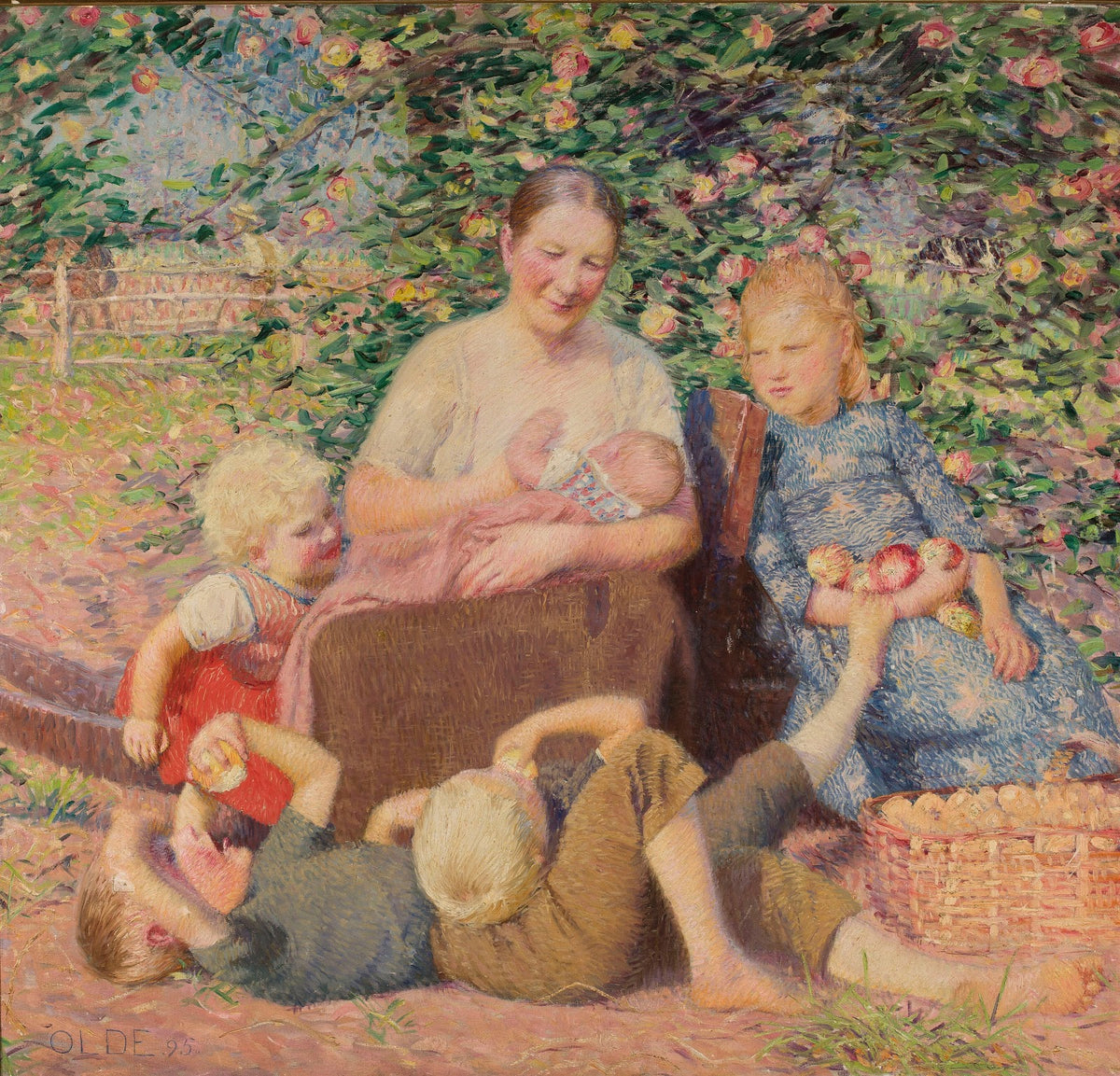 A woman with children under an apple tree 1895
