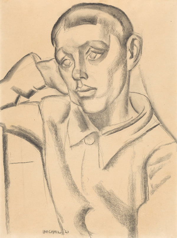 Portret van een jonge man de hand tegen het hoofd 1921