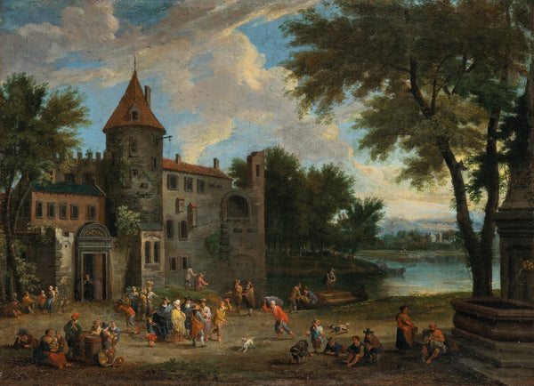 Oriental Merchants outside a castle