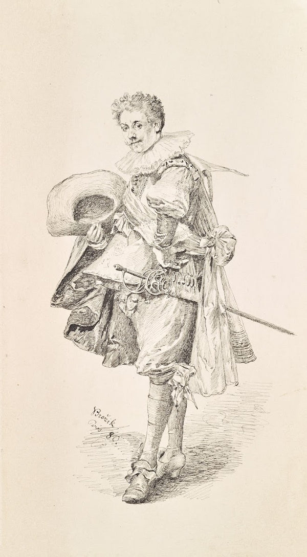 Herr in Renaissance Kostüm und Halskrause 1880
