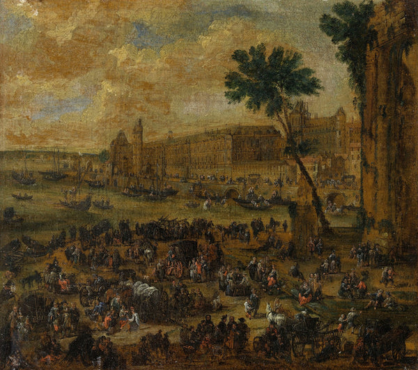 Le Louvre et la Galerie du bord de leau vus du Pont Neuf 1650