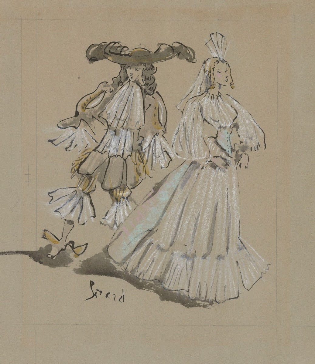 Les Fourberies de Scapin maquette de costume costume masculin et costume fémin