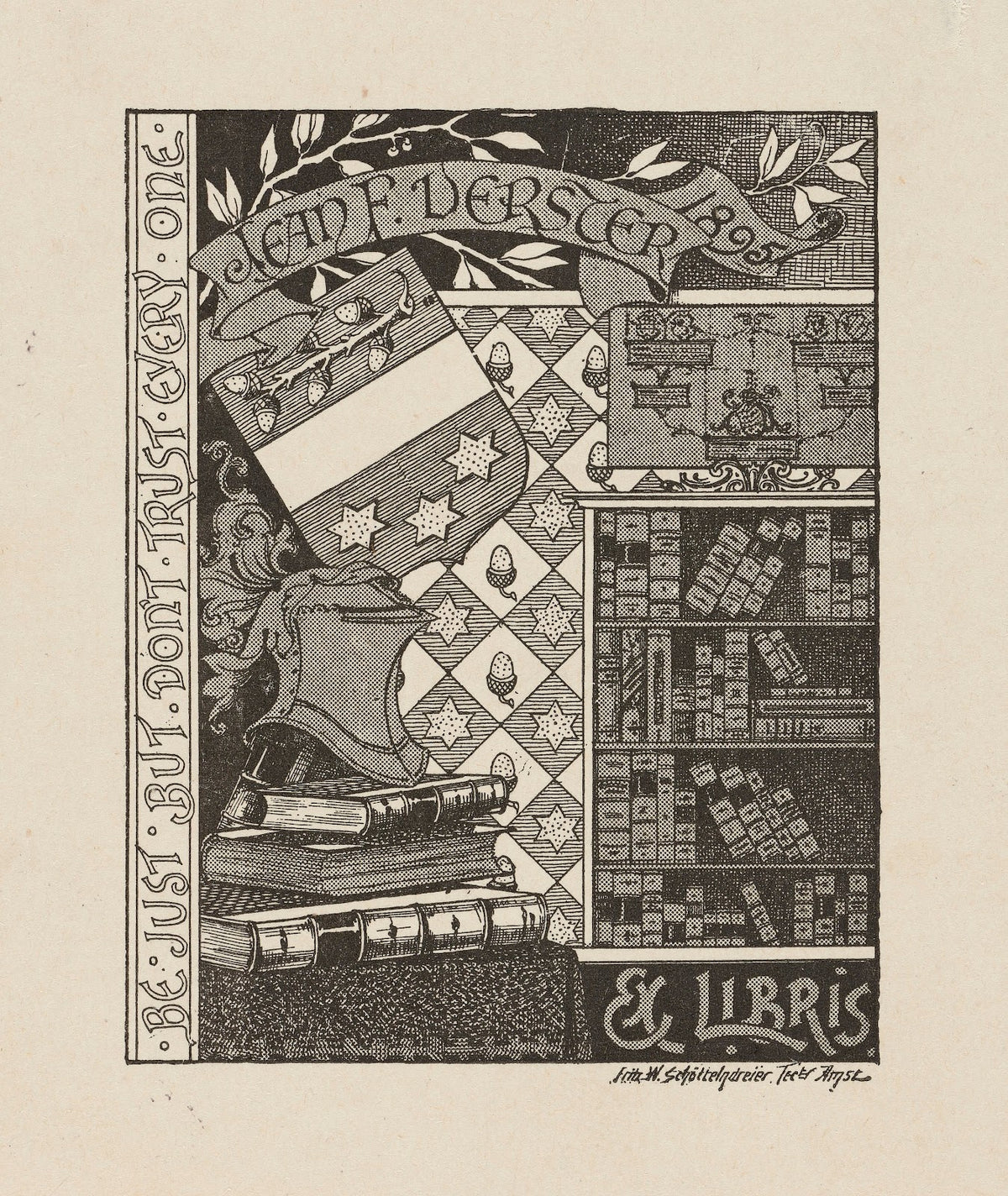 Bookplate of Jean F Verster 1894