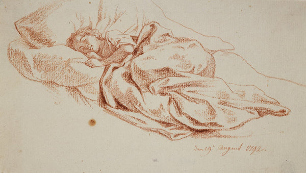 Schlafendes junges Mädchen im Bett 1792