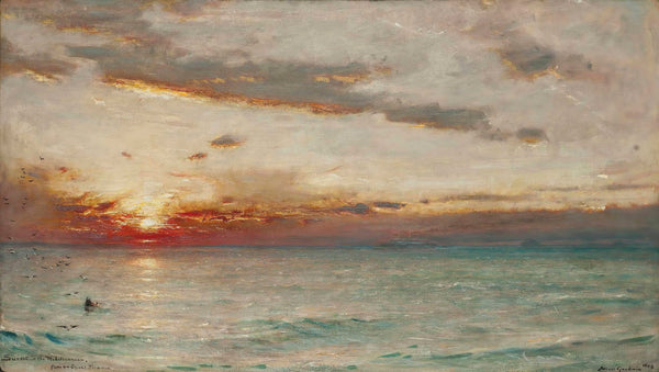 Sunset In The Mediterranean From An Orient Steamer 1908