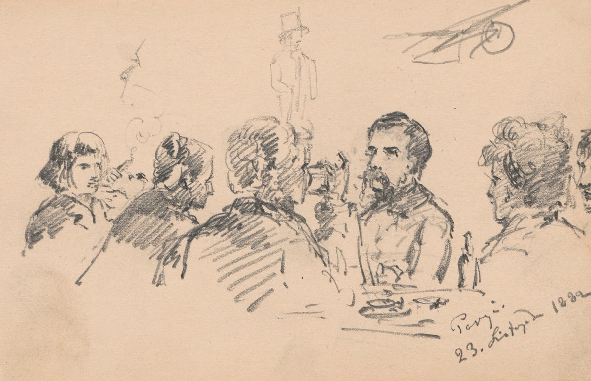 Spotkanie towarzyskie przy stole 1882
