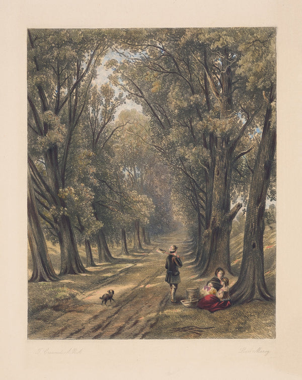 Landscape with tree lined country road Thomas Creswick 1850