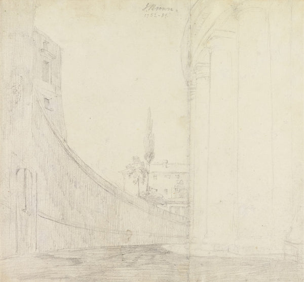 View from Behind the Colonnade Piazza San Pietro Rome ca 1772
