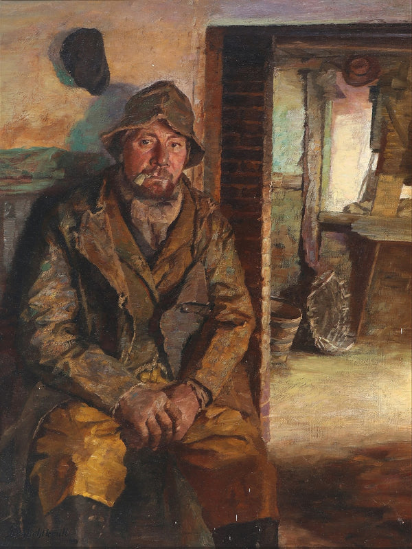 Interiør med en fisker 1890