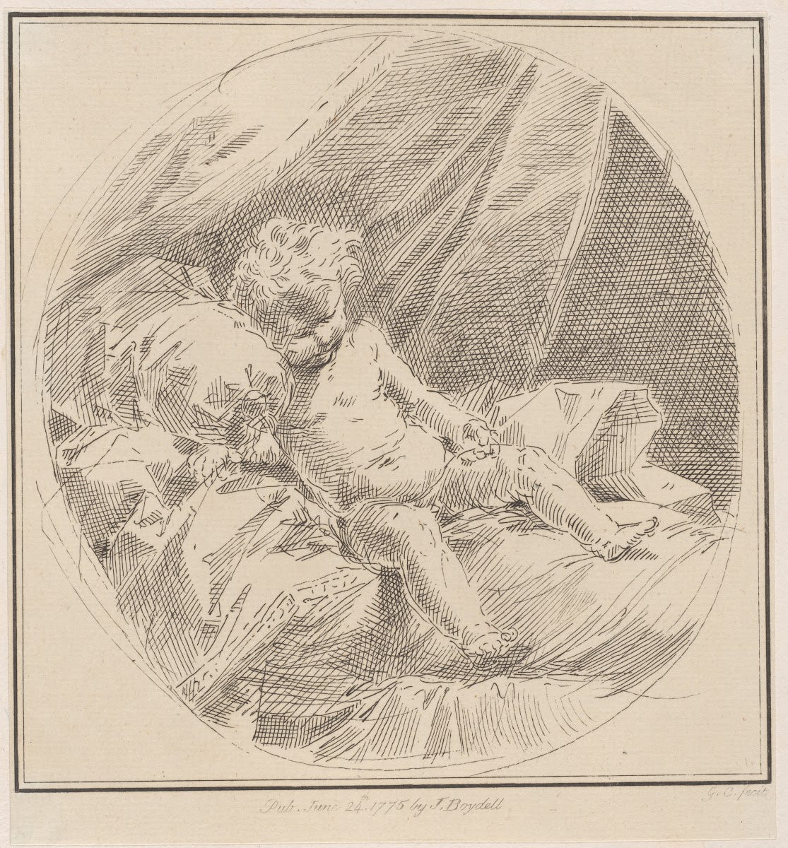 Putto reclining on a bed 1775