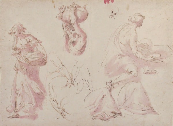 Figure Studies Woman Carrying a Basket Woman Carrying a Vase and Woman Seated at