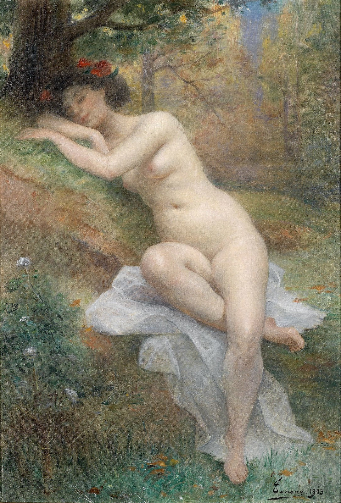 Female nude in a forest landscape 1903