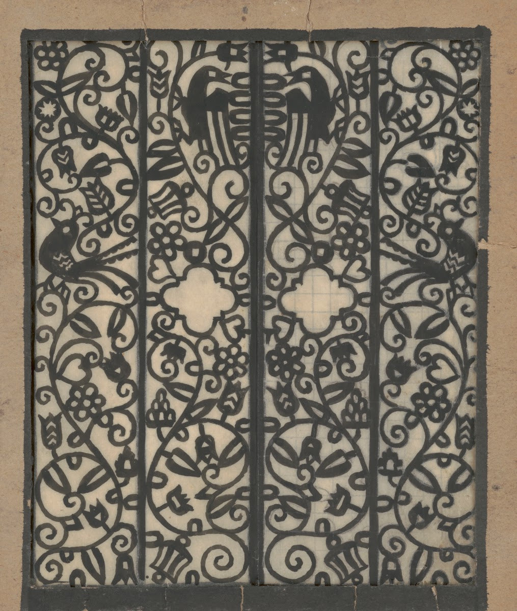Design drawings for the Theodore Weicker Apartment Building Study for metalwork