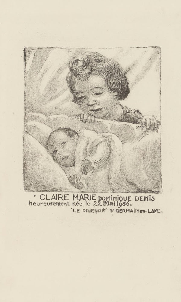 Faire part de naissance de Claire Marie Dominique Denis 1936