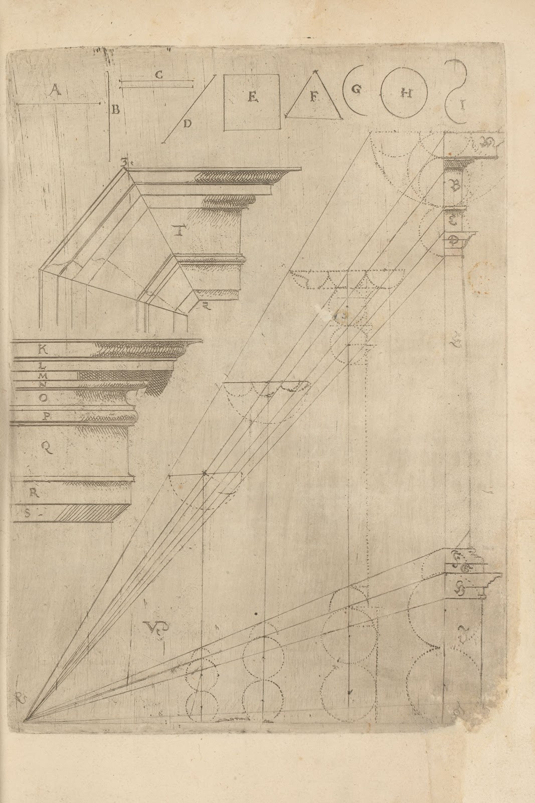 Illustrations of stylized architectural components and proportions 1593 1595
