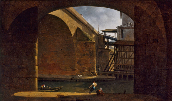 Le Pont et la Pompe Notre Dame vus de la voûte du quai de Gesvres 1816