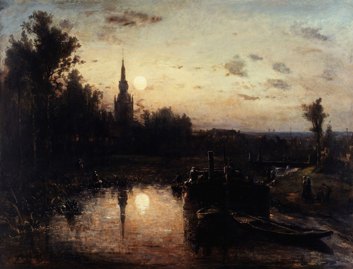 Clair de lune à Overschie environs de Rotterdam 1855