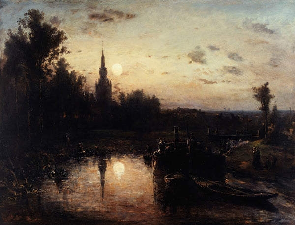 Clair de lune à Overschie environs de Rotterdam 1855