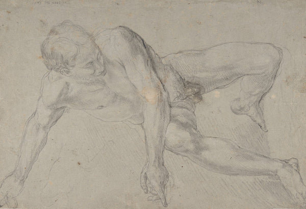 Study of a Kneeling Nude Male Figure late 17th18th century