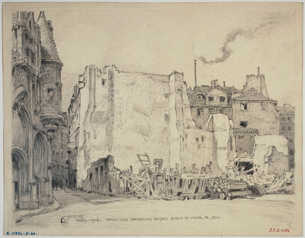 Démolitions de vieilles maisons en face de lhôtel de Sens 1926