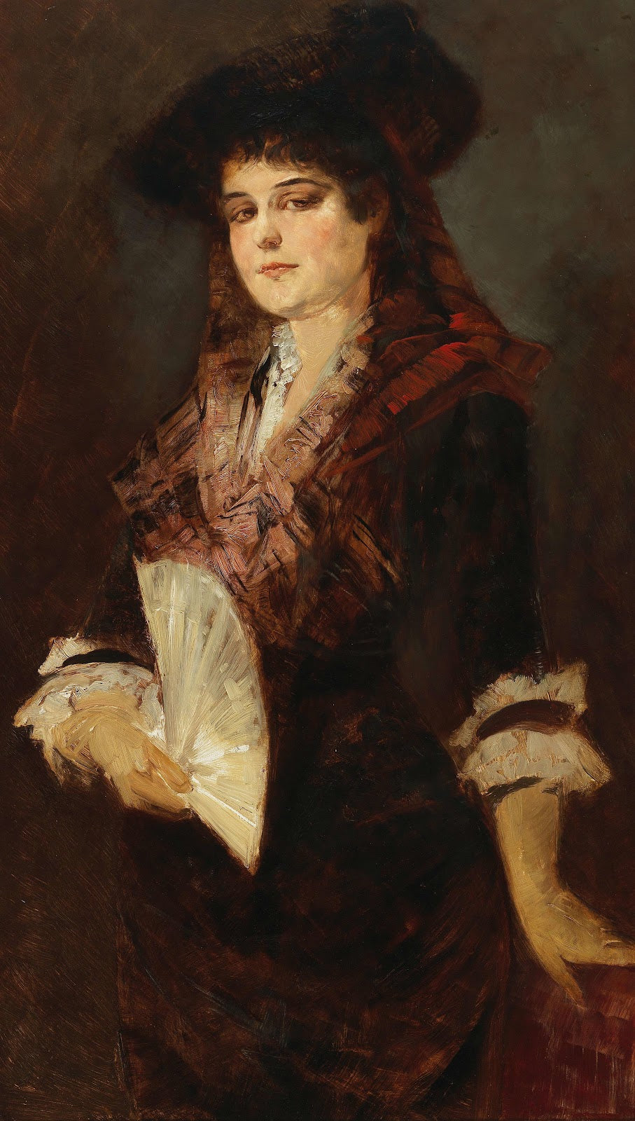 Portrait Of A Lady With A Fan 1885