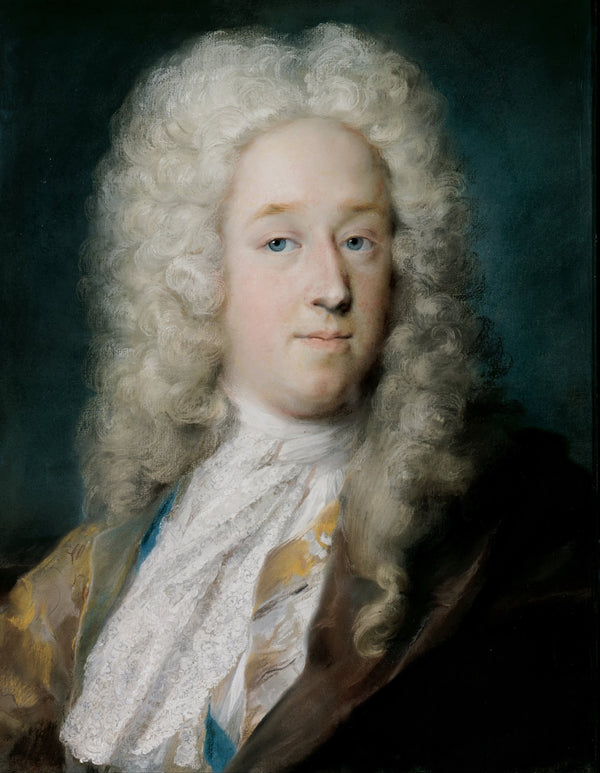 A Gentleman In A Gold Patterned Coat And Violet Brown Cape circa 1727