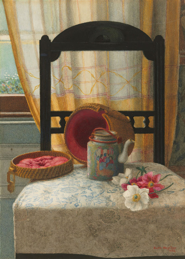 Still life with a Canton famille rose teapot and camellias 1883