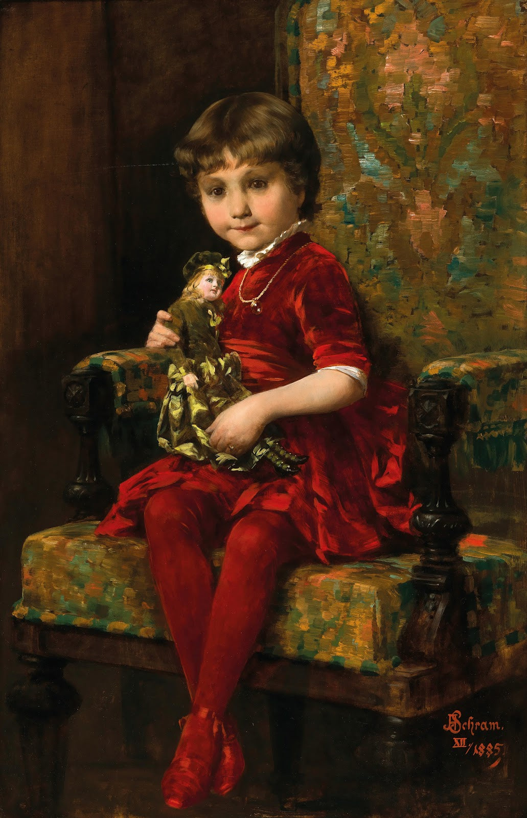 A Girl with a Doll in an Armchair 1885