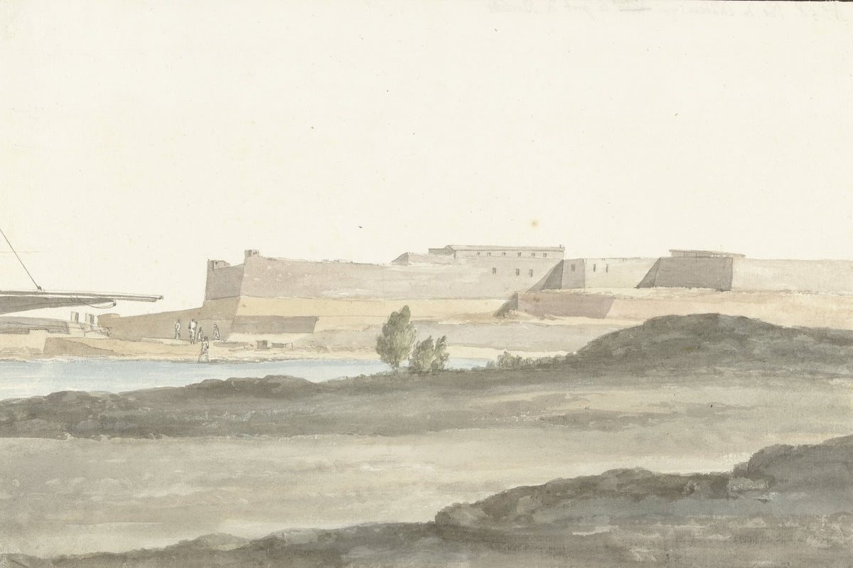 Gezicht op het kasteel in de haven van Barletta 1778