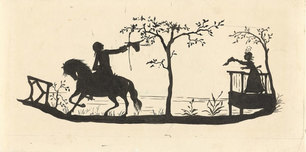 Silhouet van de man die het huis met zijn dochter verlaat 1884 1917