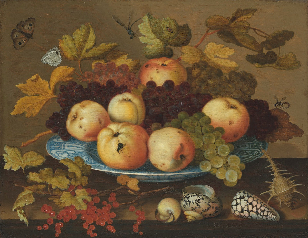 Fruit in a wan li porcelain dish on a table 1625