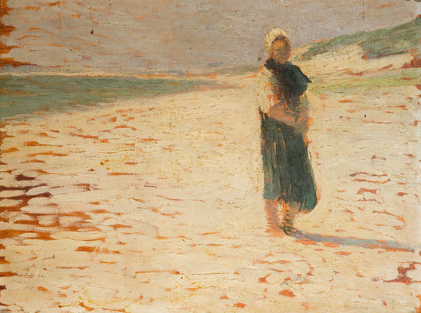 Femme en costume local debout sur une plage 1913