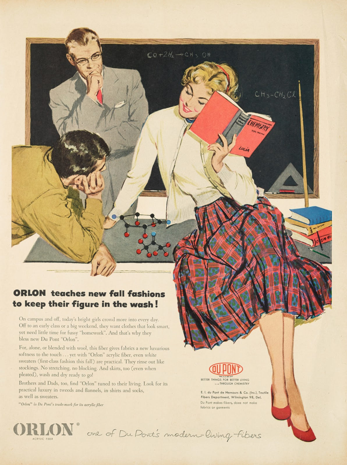 ORLON teaches new fall fashions to keep their figure in the wash 1950s