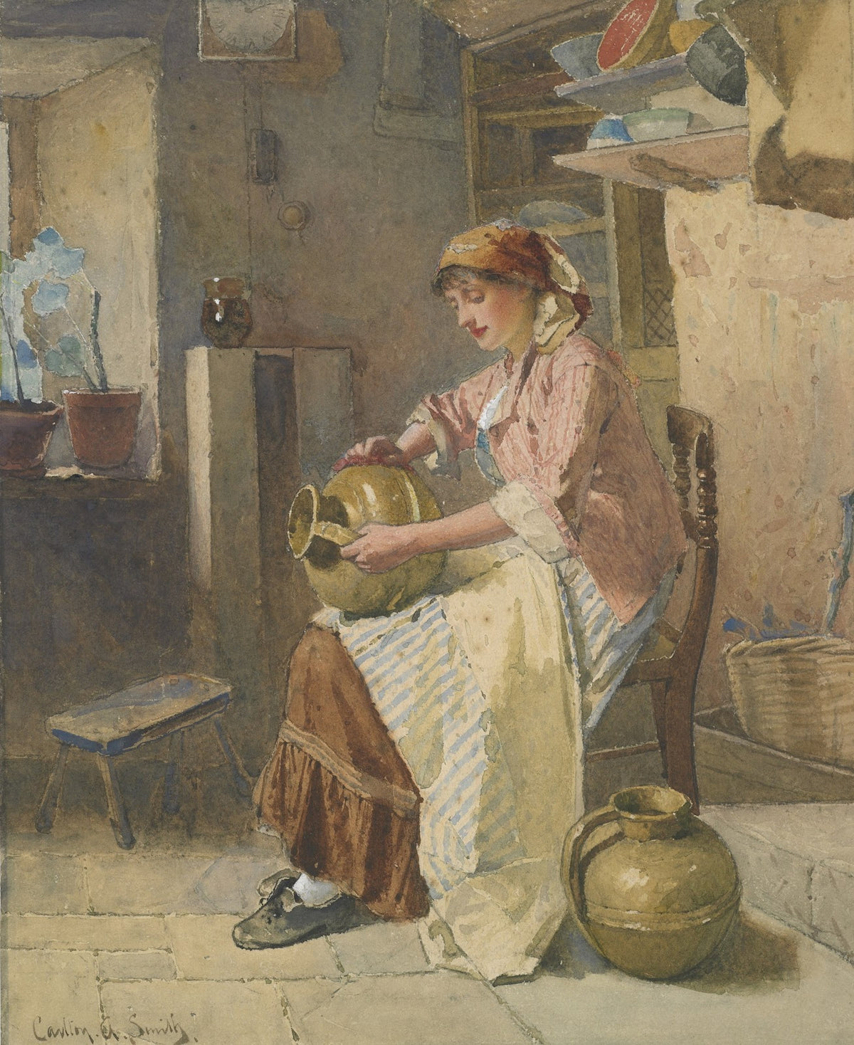 Girl in kitchen 1882