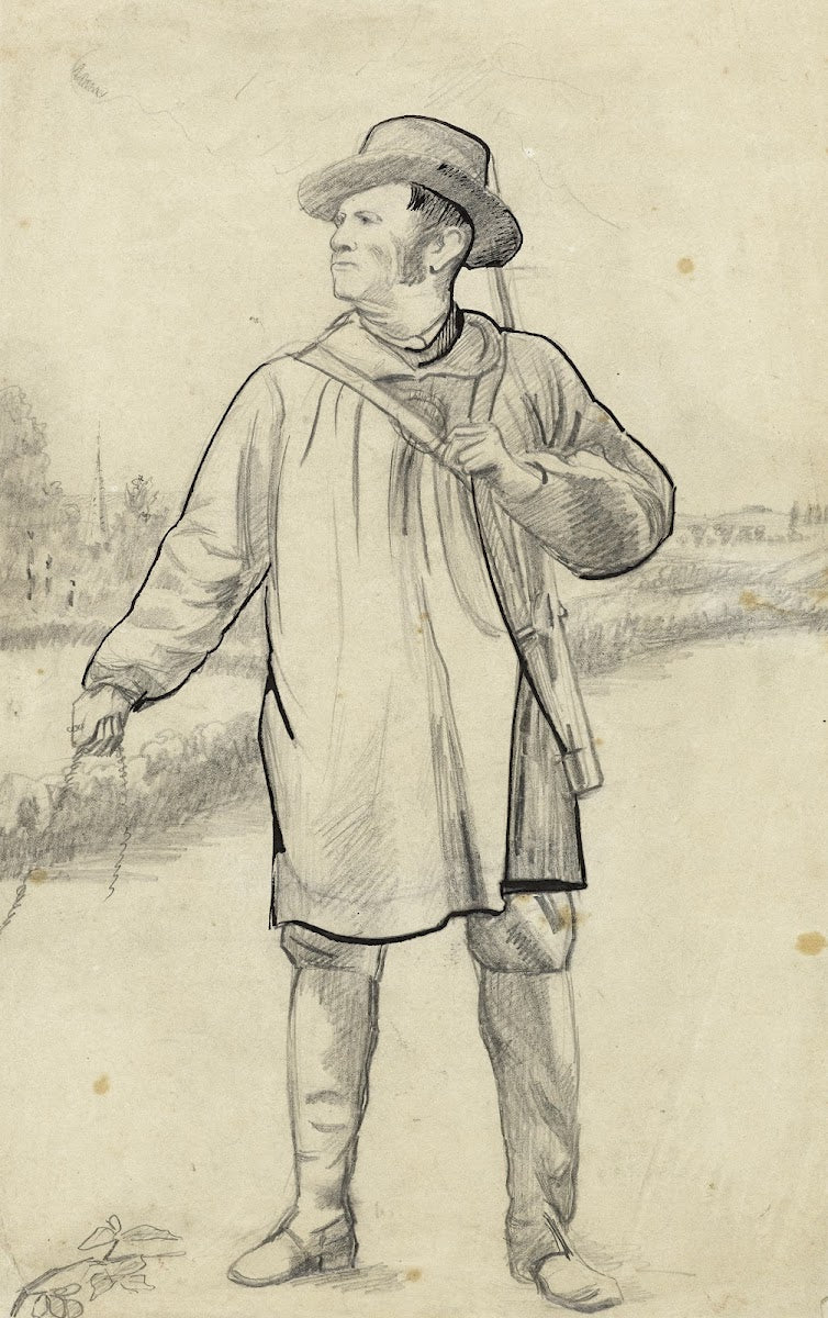 Chasseur sur un chemin Henri Trenit oncle de Guéniot