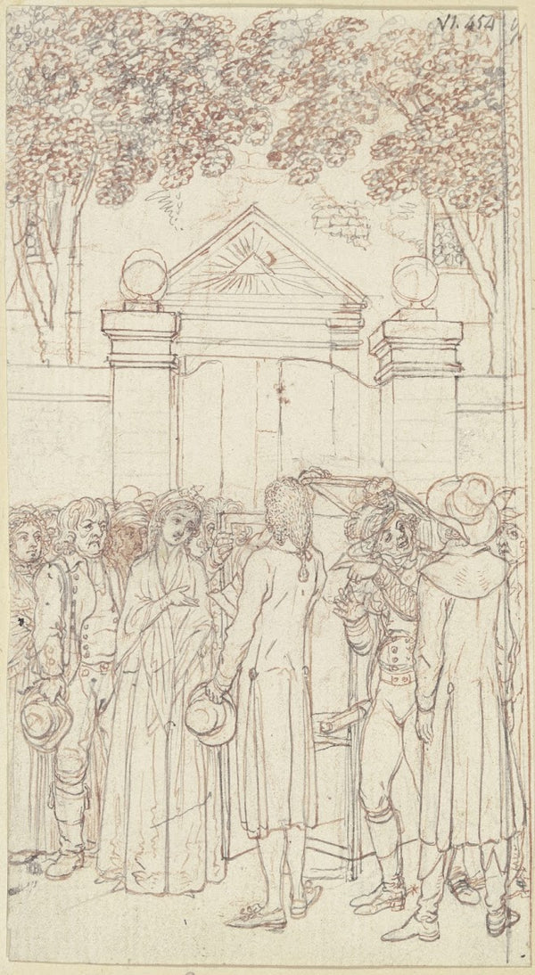 Clarissa steht vor einem Kirchenportal ca 1796
