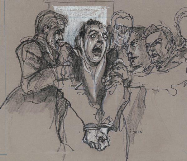 Son of Sam serial killer David Berkowitz handcuffed and screaming as guards remo