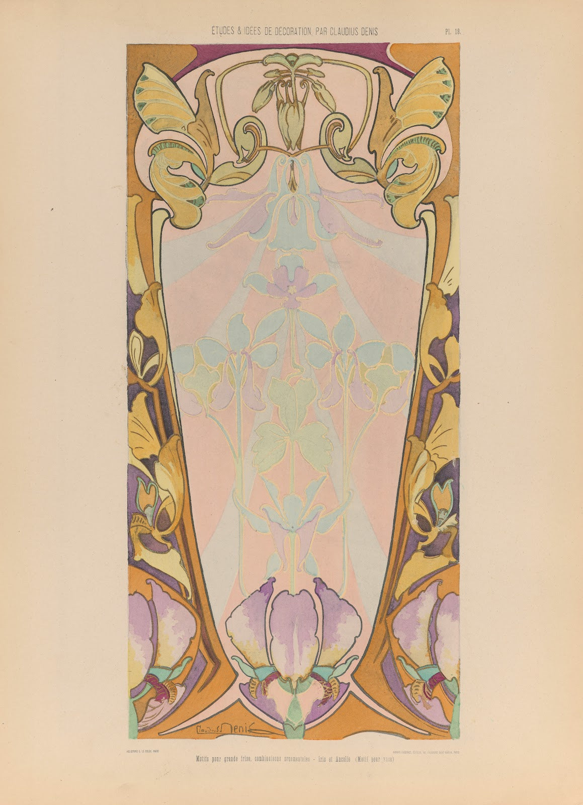 Motifs pour grande frise combinaisons ornementales Iris et Ancolie Motif pour v