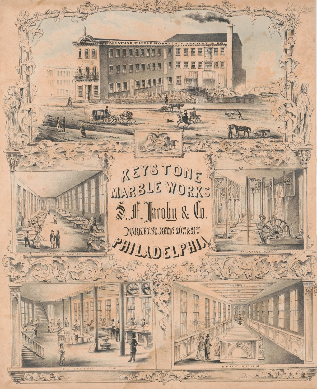 Keystone marble works SF Jacoby Co Market St 1856